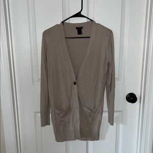 Ann Taylor Tan Cardigan Sweater Lightweight Knit